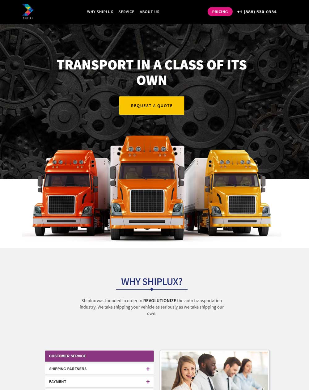 Transport website design
