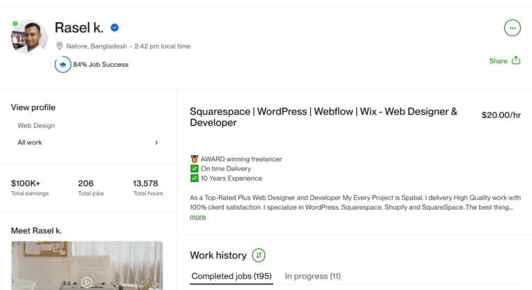 Upwork Profile Rasel Kabir